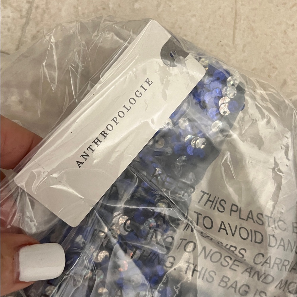 NWT ANTHROPOLOGIE Paillette sequins silver blue - Picture 8 of 15
